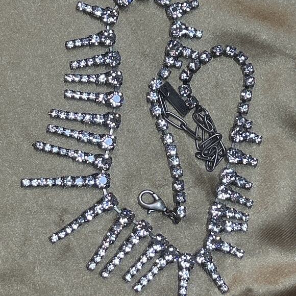 TOVA Rydell Necklace Antique Silver Statement Holiday Sparkle Runway Glam Drop - Picture 13 of 16